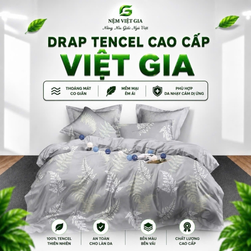 01 Bộ Drap Mền Tencel Lụa Cao Cấp